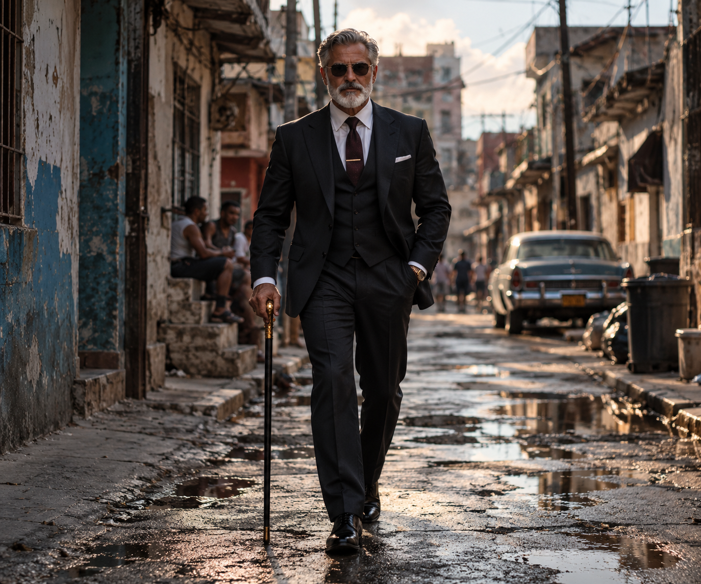 Man in a suit on a city street